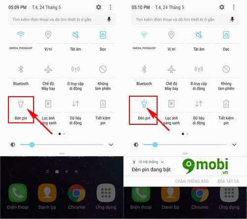 bat tat den flash dien thoai samsung 3