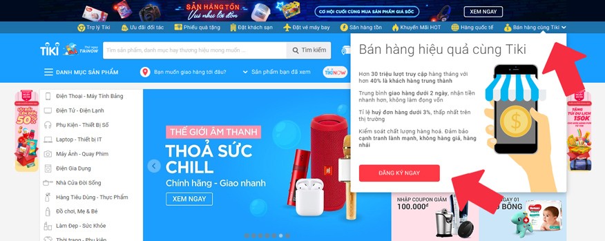 Đăng ký bán hàng trên tiki