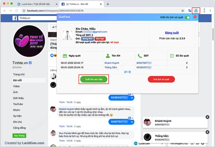 Phần mềm lấy số điện thoại trên facebook